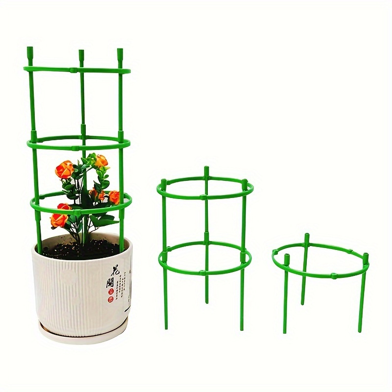 

18-piece Stackable Plant Support Rings Set - 3-tier Garden Flower Stands For Potted Plants, Irregular Shape