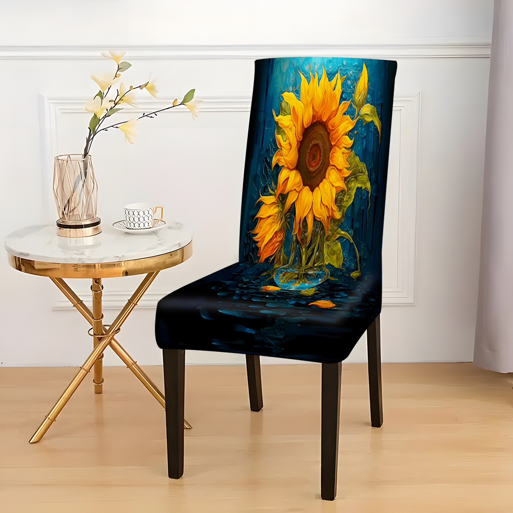 

2/4/6pcs Sunflower Pattern Chair Slipcovers, Dining Chair Cover, Furniture Protective Cover, For Dining Room Living Room Home Decor
