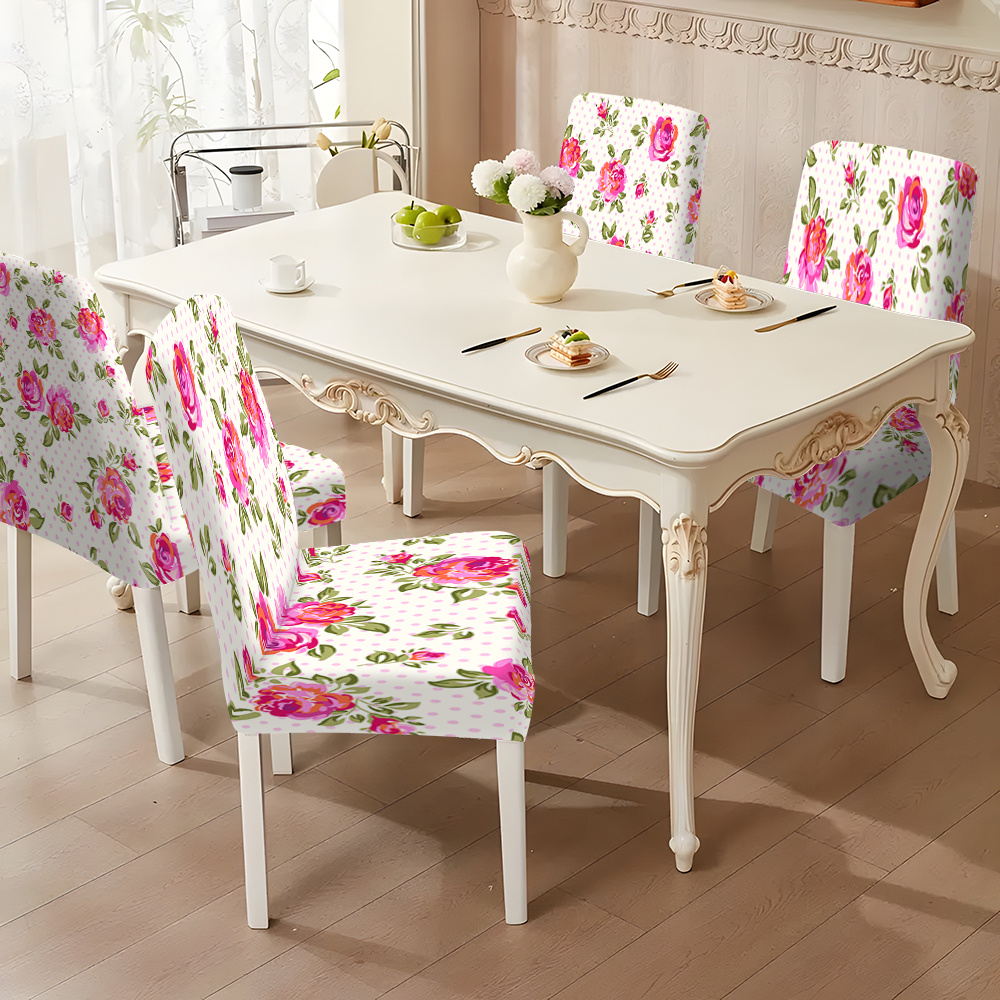 

2/4/6 housses de chaise extensibles à motif floral, housse de chaise de salle à manger, housse de protection de meubles, pour la salle à manger, le salon, la décoration de la maison