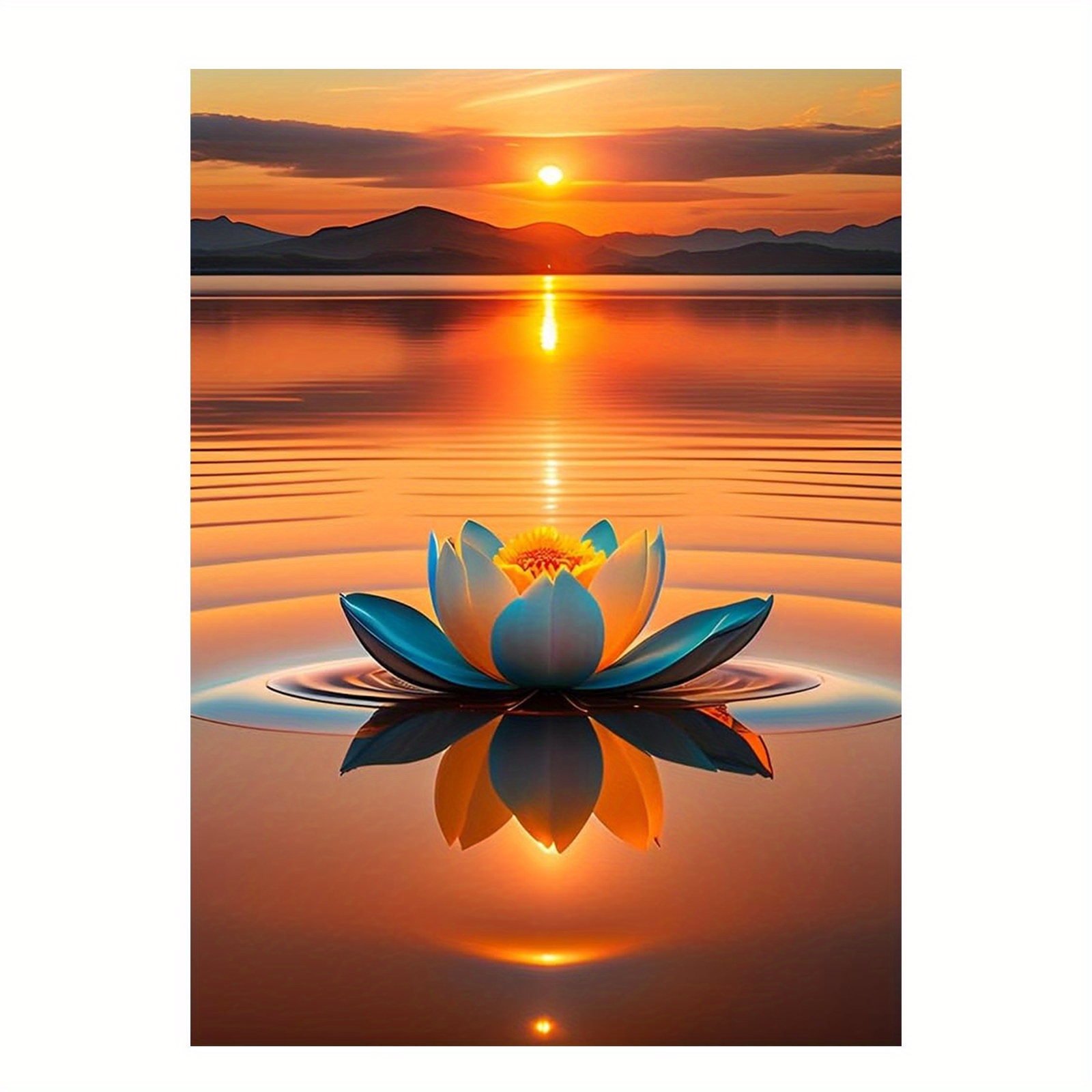 

Sun Lotus Canvas Wall Art, Frameless Modern Abstract Poster For Home And Office Decor, 18x12 Inches