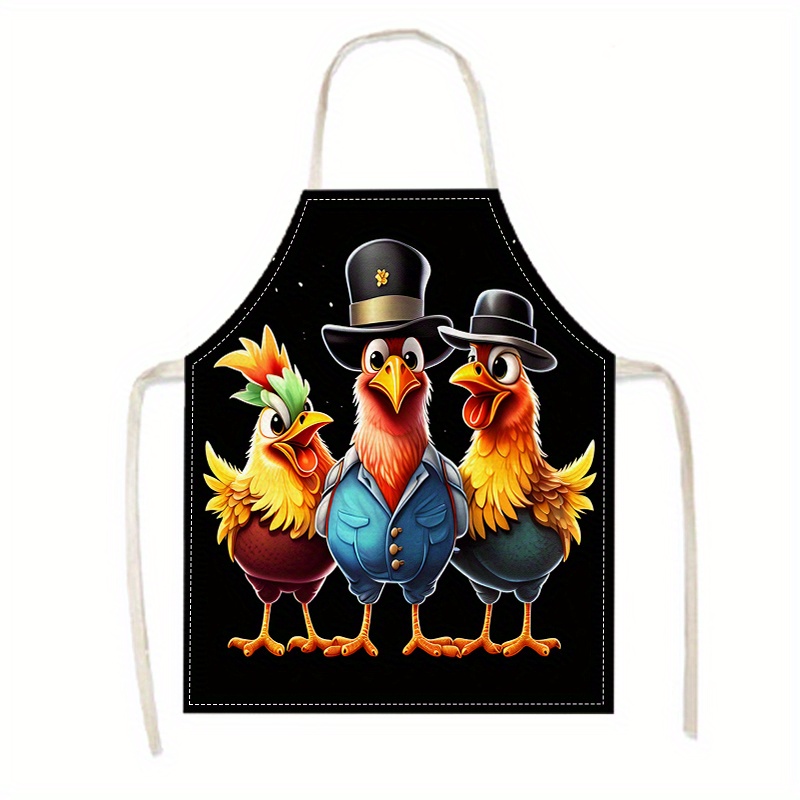 

Cartoon Rooster Linen Apron - , For Cooking, Baking & Household Tasks - Perfect Gift For Parties & Events