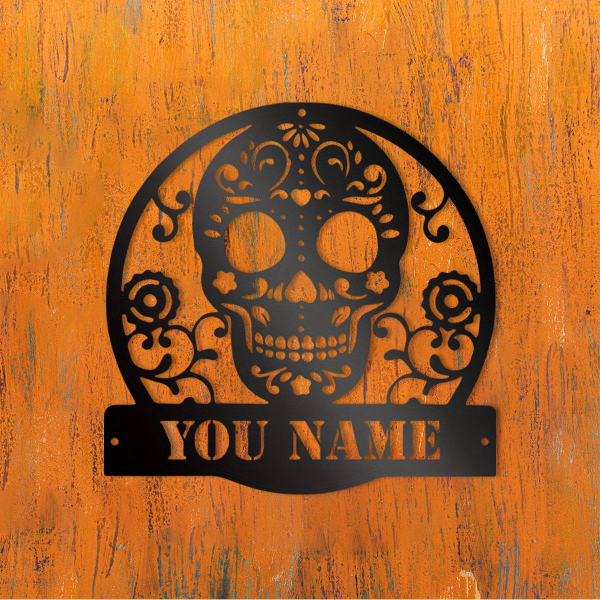 

Custom Sugar Metal Wall Art With Personalized Name - Perfect For Day Of The Dead & Halloween Decor Decor Halloween Wall Art