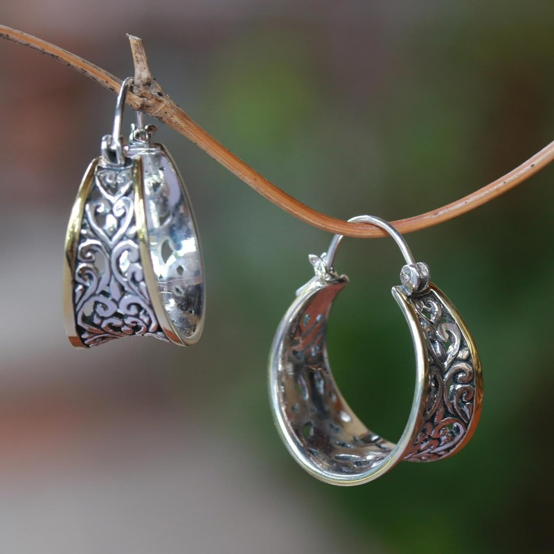 TEMU Handmade Silver Color Hoop Earrings