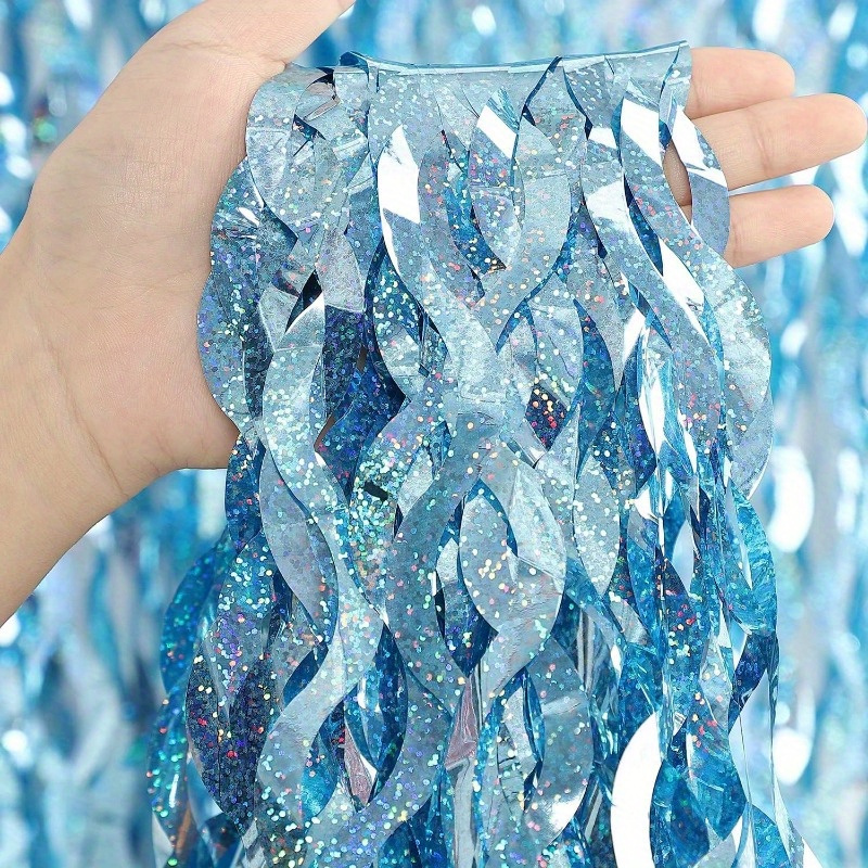 1pc Iridescent Sparkle Tinsel Foil Fringe Backdrop - Multicolor Glitter For Birthday, Anniversary, Graduation, Retirement Party Decorations & Enhancement,halloween Decorations & Christmas Decorations