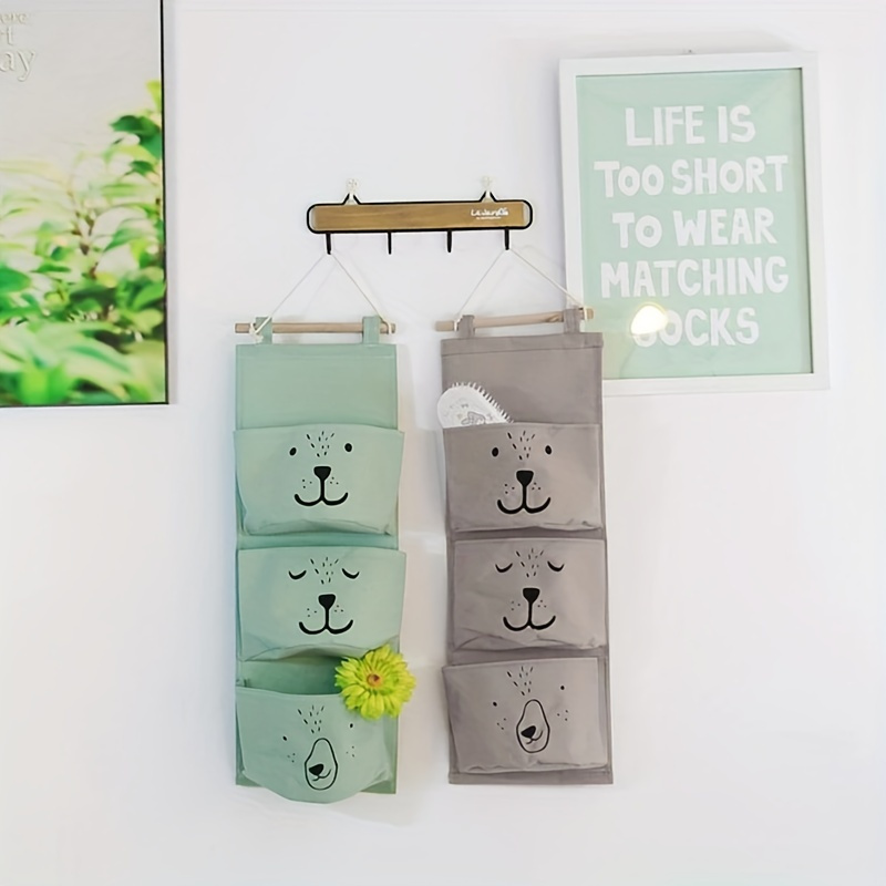 

1 Pc Cartoon Pattern Hanging Storage Bag, Versatile Wall-mounted Organizer For Bedroom And Door Use