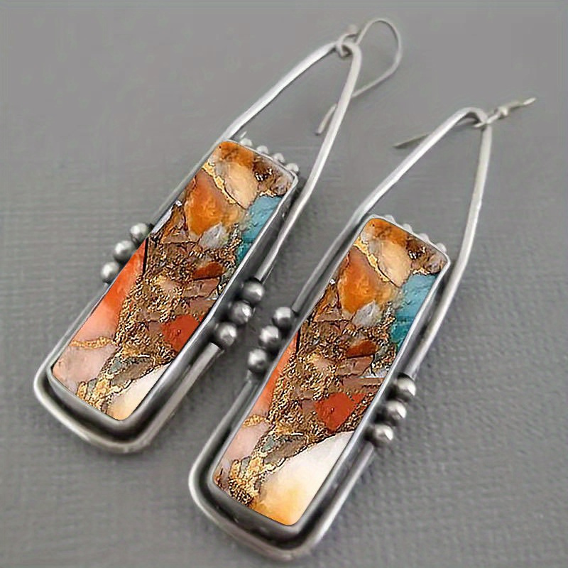 

2pcs/set, Trendy Amber Artificial Crystal Earrings For Men And Women, Vintage Party Jewelry, Holiday Birthday Christmas Halloween Gift For Women Mom Friends