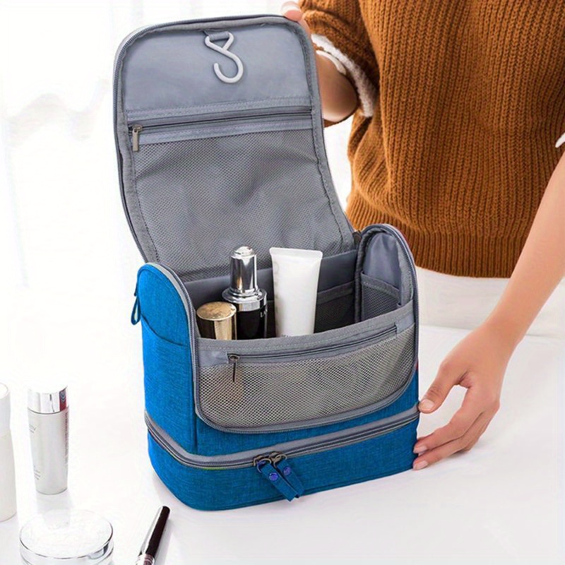 

1pc Travel Wash Bag, Makeup Bag, Hanging Toiletry Bag With Hanging Hook, Outdoor Business Storage Bag, Hanging Portable Dry Wet Separation Bag