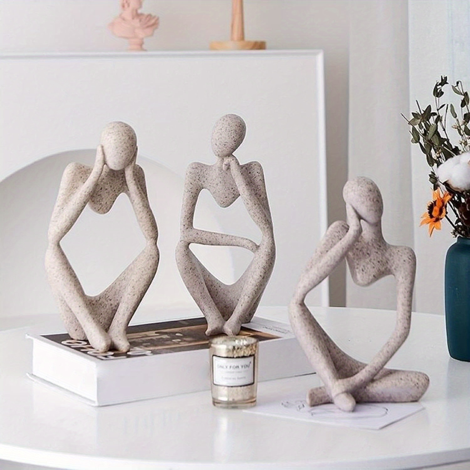 

Thinker Statue Set - 3 Pcs Personalized Abstract Resin Ornaments For Office, Living Room, Desk Decor, Art & Crafts