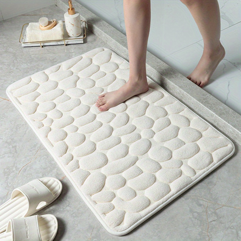 

Memory Foam Bath Mat Pebble Texture Non-slip Absorbent Bathroom Rug, Polyester, Hand Wash Only - 15.67x23.64 Inches