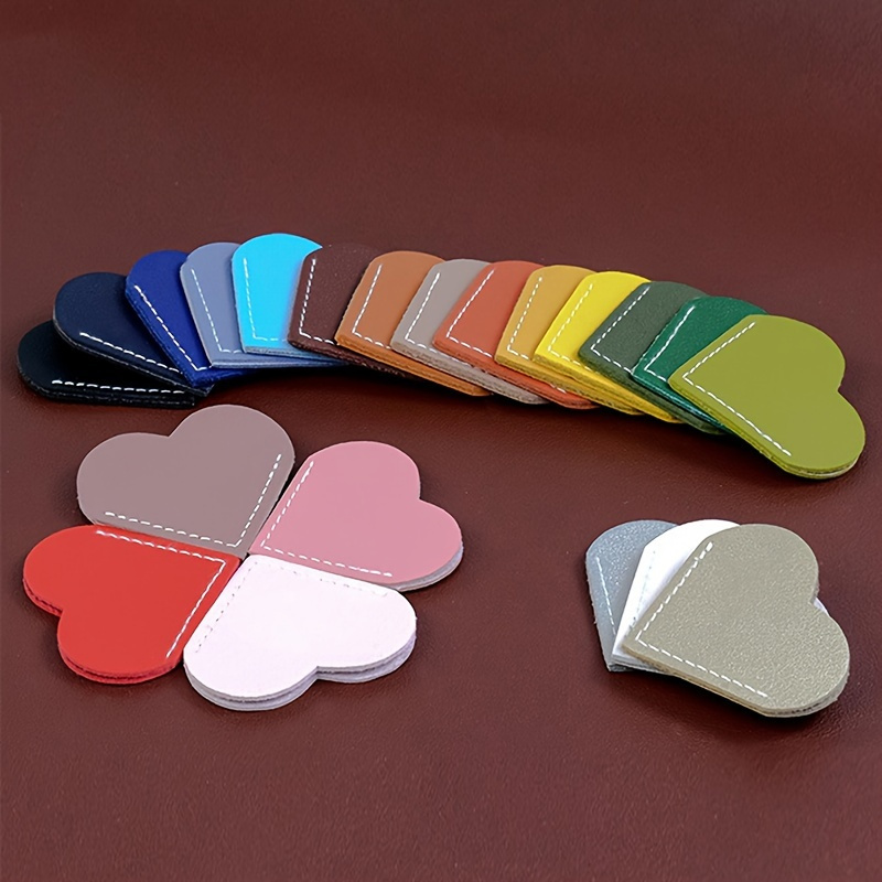 

10pcs Set Mini Colorful Heart-shaped Faux Leather Book Corner Protectors - Decorative Page Markers For Everyday Office Use