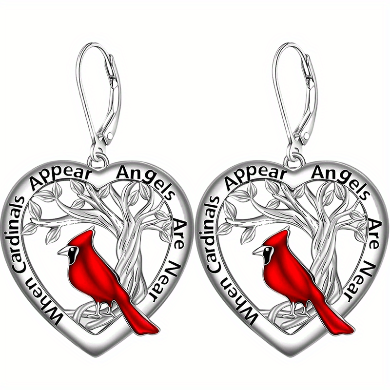 TEMU Red Bird Pendant Earrings, Perfect As A Birthday Or Holiday Gift For