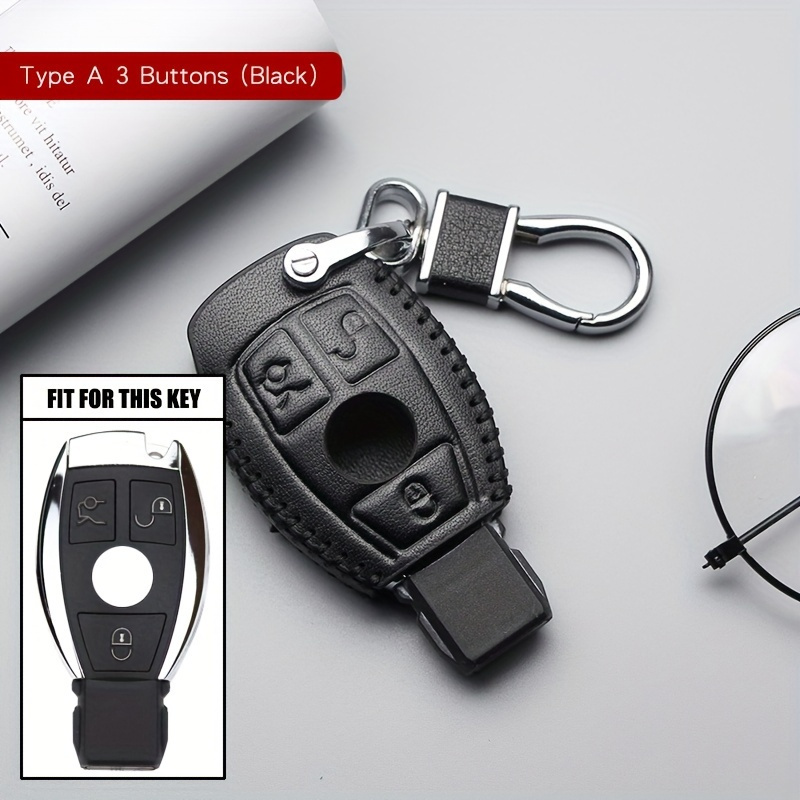 thumbnail image 2 of PU Leather Key Case Cover With Chain For Mercedes Benz 3-Button Remote 2 of 3