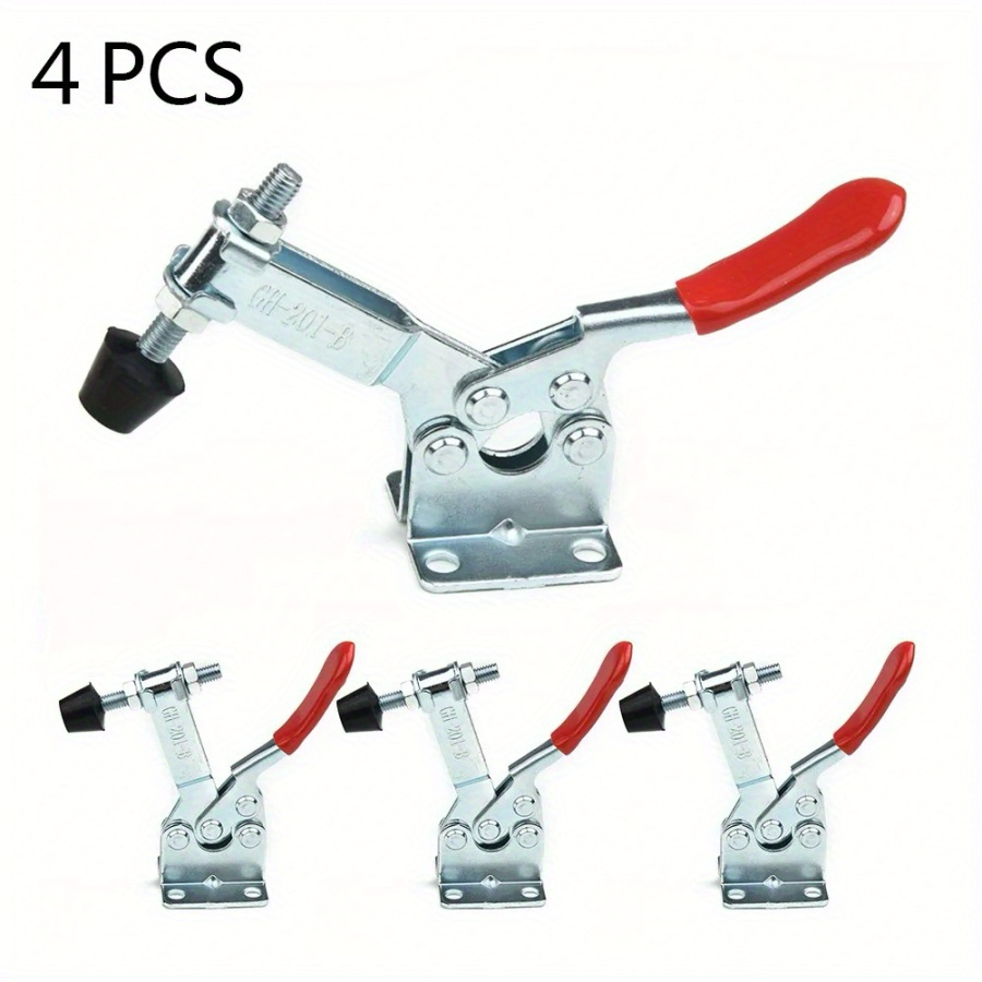 

4-piece Gh-201b Heavy-duty Metal Bench Clamps - 220lbs Quick Release, Horizontal Locking Pliers For Woodworking & Diy Projects