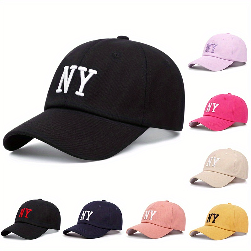 

Dernière collection de casquettes de baseball pour femmes, broderie NY, chapeau de protection solaire d'extérieur réglable, variété de couleurs