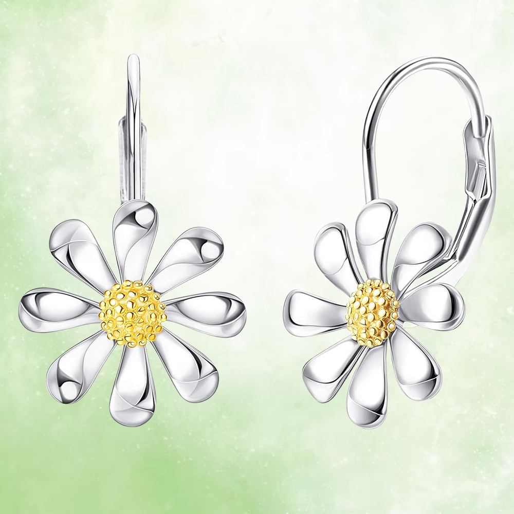 

Elegant Daisy Drop Earrings, Valentine's Day Gift, Party Accessory