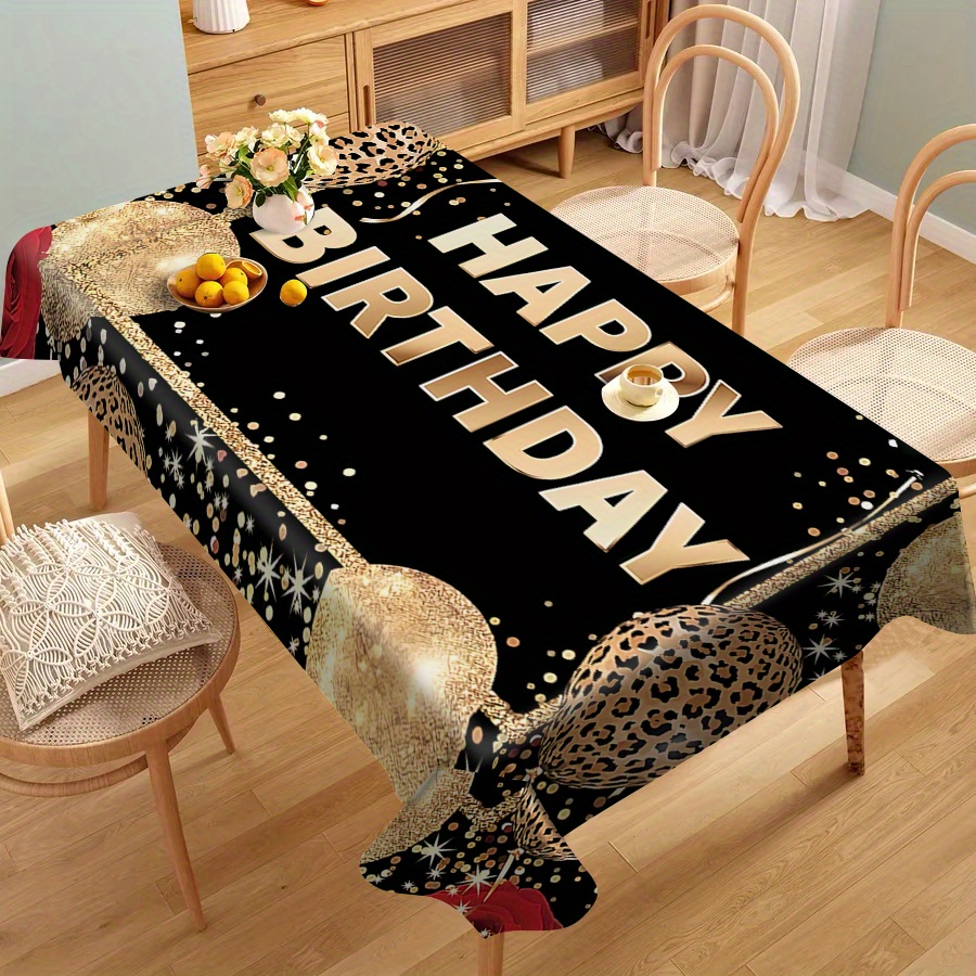 

Happy Birthday Celebration Tablecloth - 1pc Mixed Color Polyester With Machine-made Weave, Oil-resistant Waterproof Dustproof, Durable Party Table Cover With Festive Design