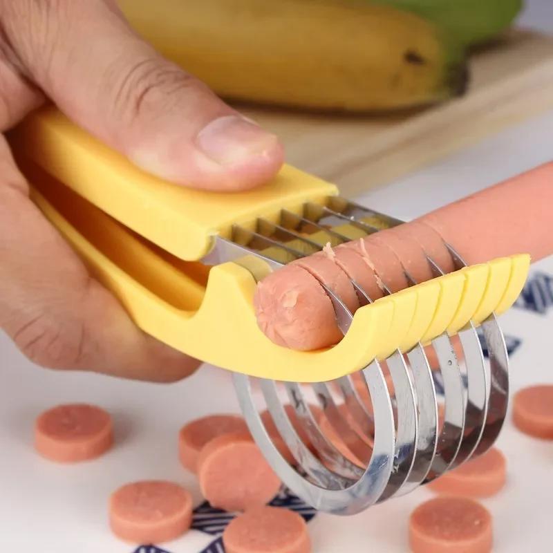 

Stainless Steel Banana Slicer - Manual Fruit And Vegetable Cutter, Sharp Kitchen Accessory For Bananas And Sausages