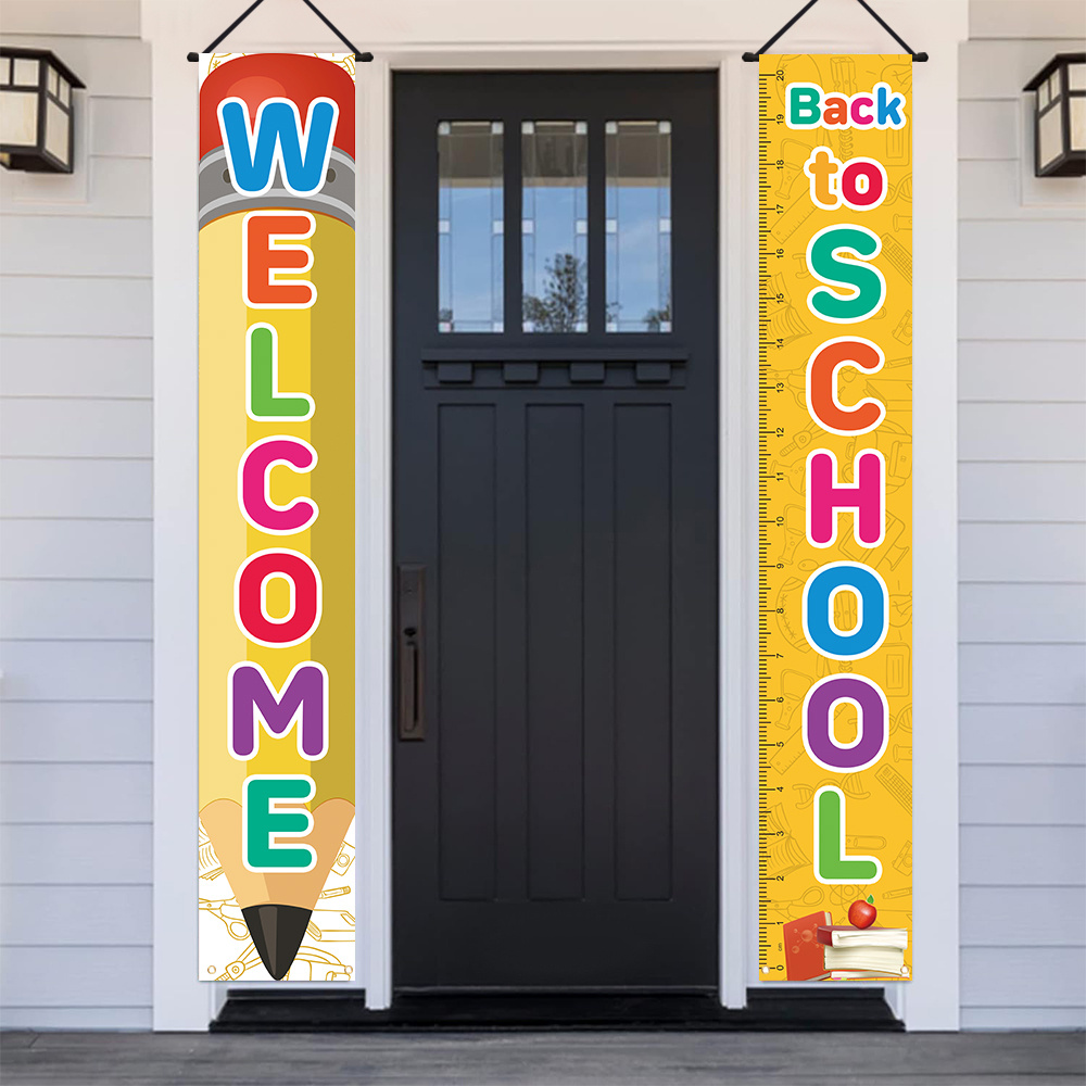 

Welcome Back To School Porch Banners - Durable Polyester, Ready-to-hang Decorative Flags For Classroom & Home, Indoor/outdoor Wall Decor