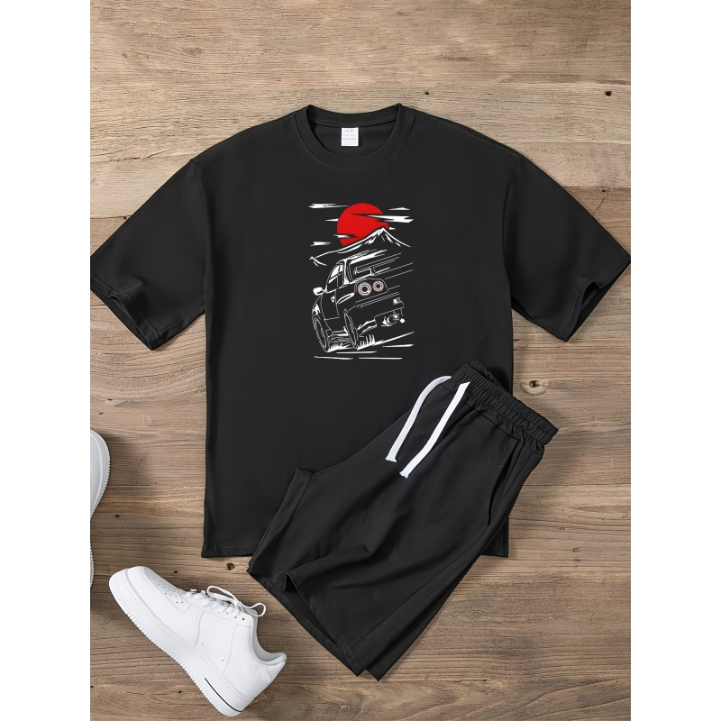 

Car Print Tee Shirt, Tees For Men, Casual Short Sleeve T-shirt For Summer