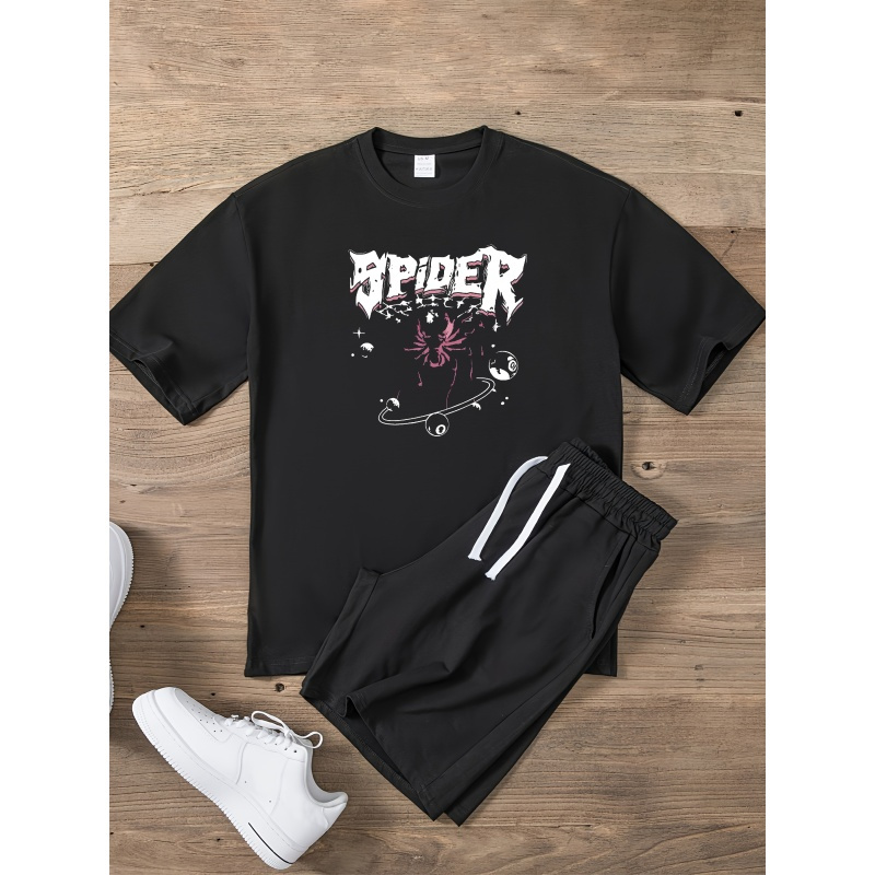 

Spider Print Tee Shirt, Tees For Men, Casual Short Sleeve T-shirt For Summer