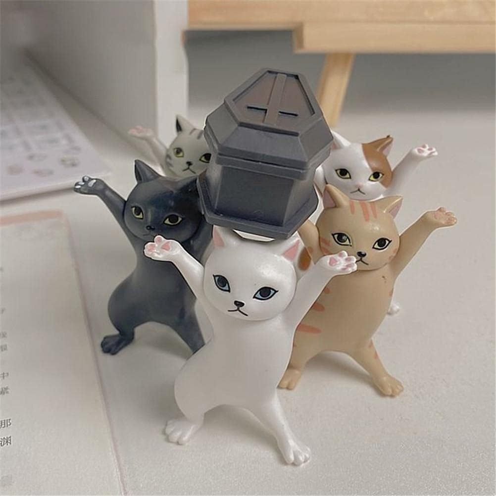 

5pcs Pvc Anime Dancing Cat Figures - Collectible Cat Ornaments For Thanksgiving, Children's Room, And Study Room Decor - Hand-raised, No Electricity Needed