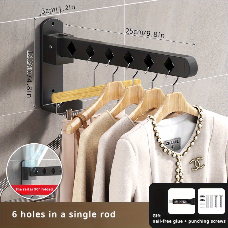 

Space-saving Wall-mounted Folding Clothes Rack - No-drill, Invisible Design For Balcony & Bathroom