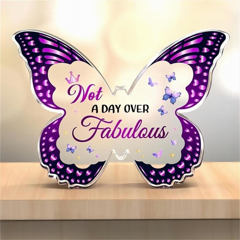 

Women's Birthday Gift - Butterfly Shaped Acrylic Decorative Plaque Purple - Unique Birthday Gift Idea For Mother's Best Friend Sisters