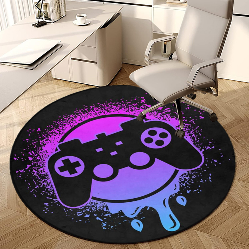 

Gaming Controller Round Rug, Non-slip Polyester Chair Mat For Office And Home, Durable Crystal Velvet Carpet, 100% Polyester Composition, Perfect For Bedroom And Living Room Decor