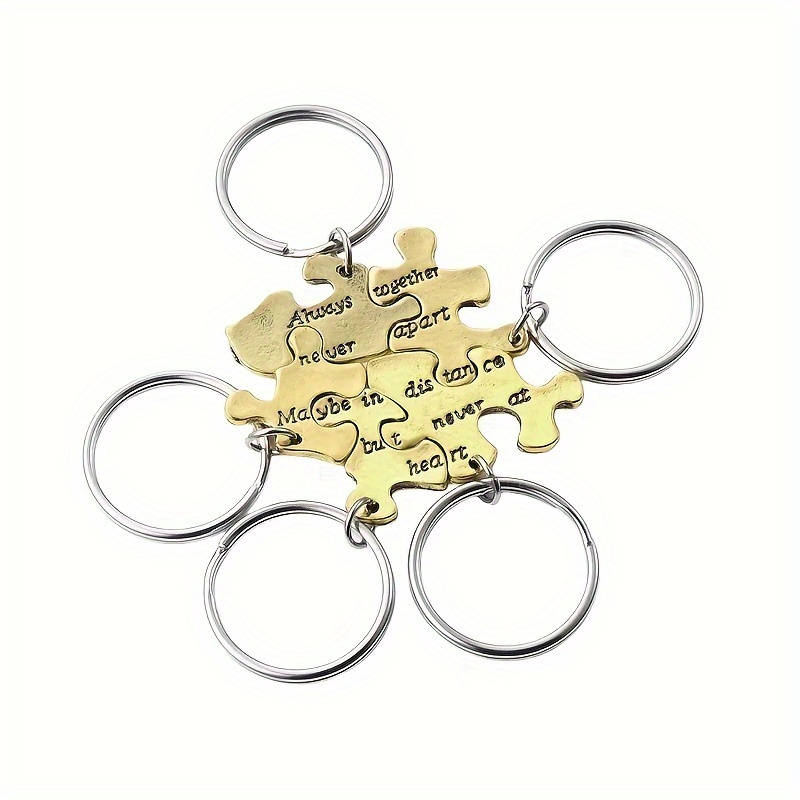 

1set Matching Puzzle Keyring Set For Men, Always Together Never Apart Maybe In Distance But Never At Heart Keychain, Best Friend Friendship Family Gift