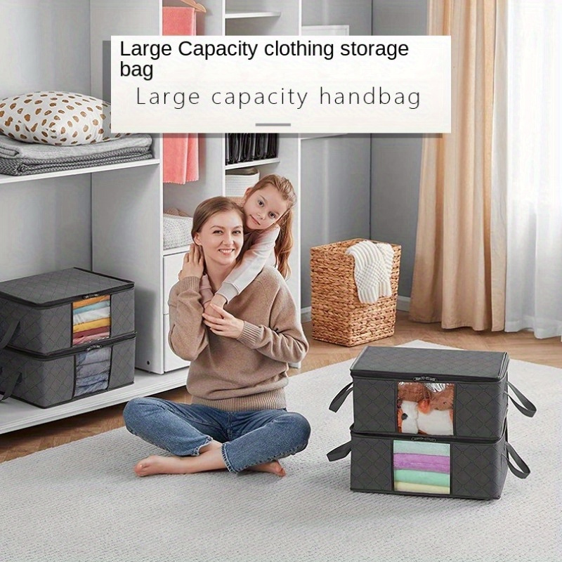 

6-pack Large Capacity Storage Bins With Clear Window - Waterproof, Dustproof Clothes & Blanket Organizer Boxes For Bedroom, Closet, And Wardrobe Storage Containers For Clothes Fabric Storage Bins