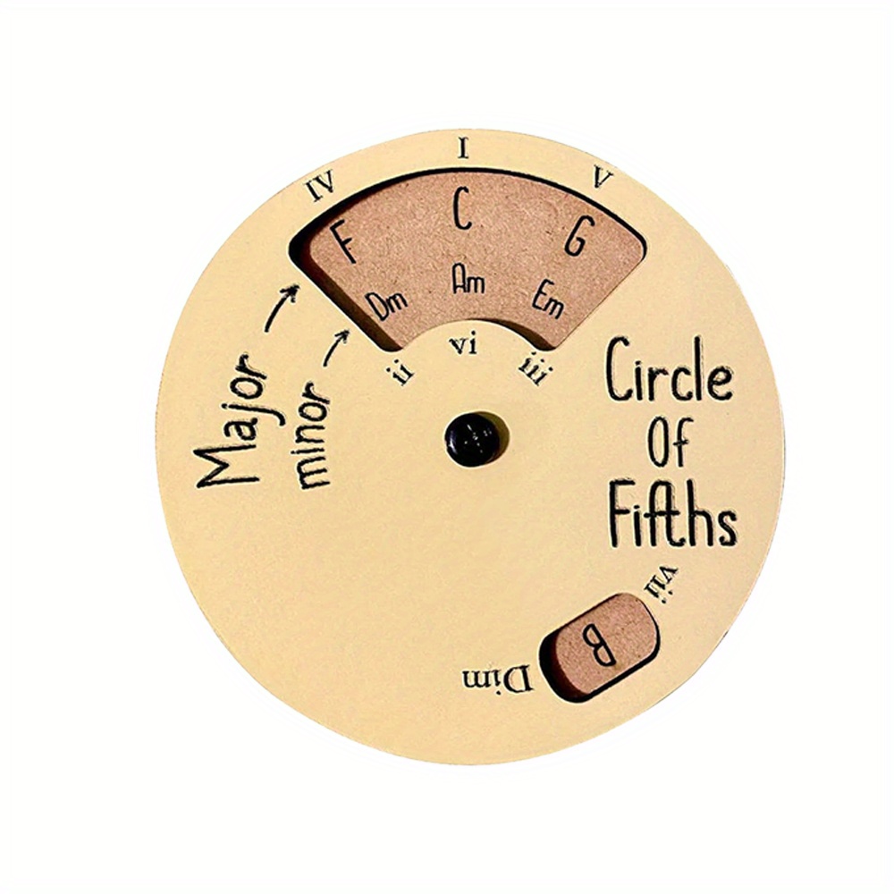 TEMU Wooden Of Fifths Chord Wheel, Guitar Chord Chart, Music Tool, Uncharged, Yellow, Ideal Gift For Music And Guitar Enthusiasts