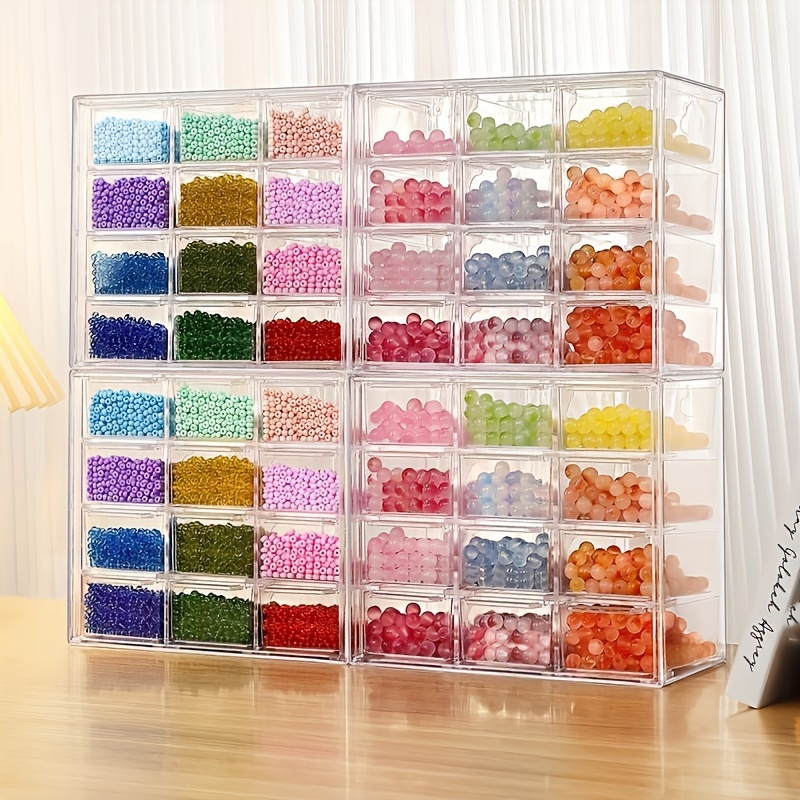 

1Pc Boîte de Rangement Transparente pour Perles avec Tiroirs - Organisateur en Plastique Durable pour Bijoux et Fournitures d'Artisanat.