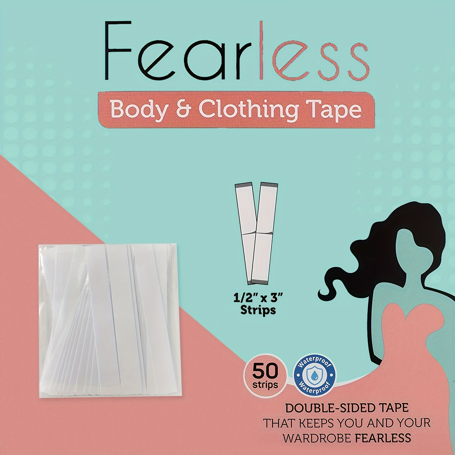 

Fearless Double-sided Body & Clothing Tape, Pet Material, 50 Strips Pack, Skin Safe, Strong Adhesive For Fabric, Fashion Tape For Secure Hold