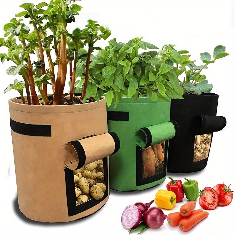 

Premium Fabric Potato Grow Bags - 5/7/10 Gallon, Round Garden Planting Pouches For Vegetables & More