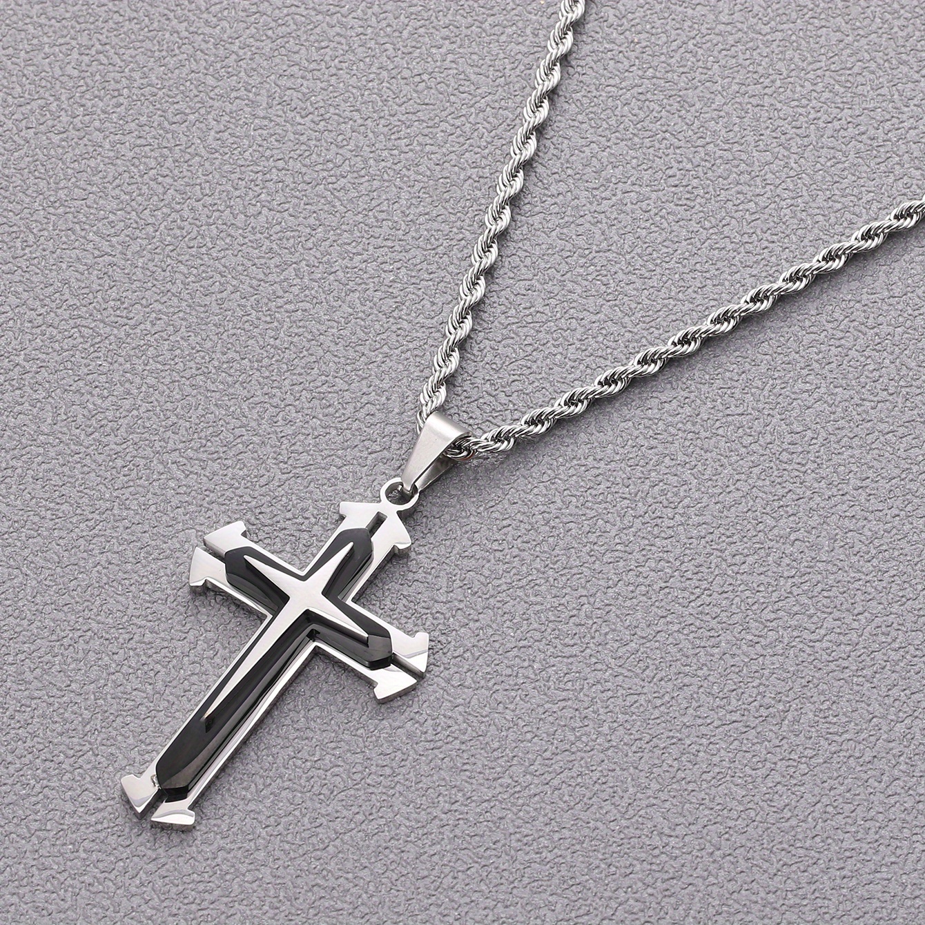 1pc cross pendant necklace for men unisex men stainless steel cross pendant necklace chain for birthday anniversary details 3
