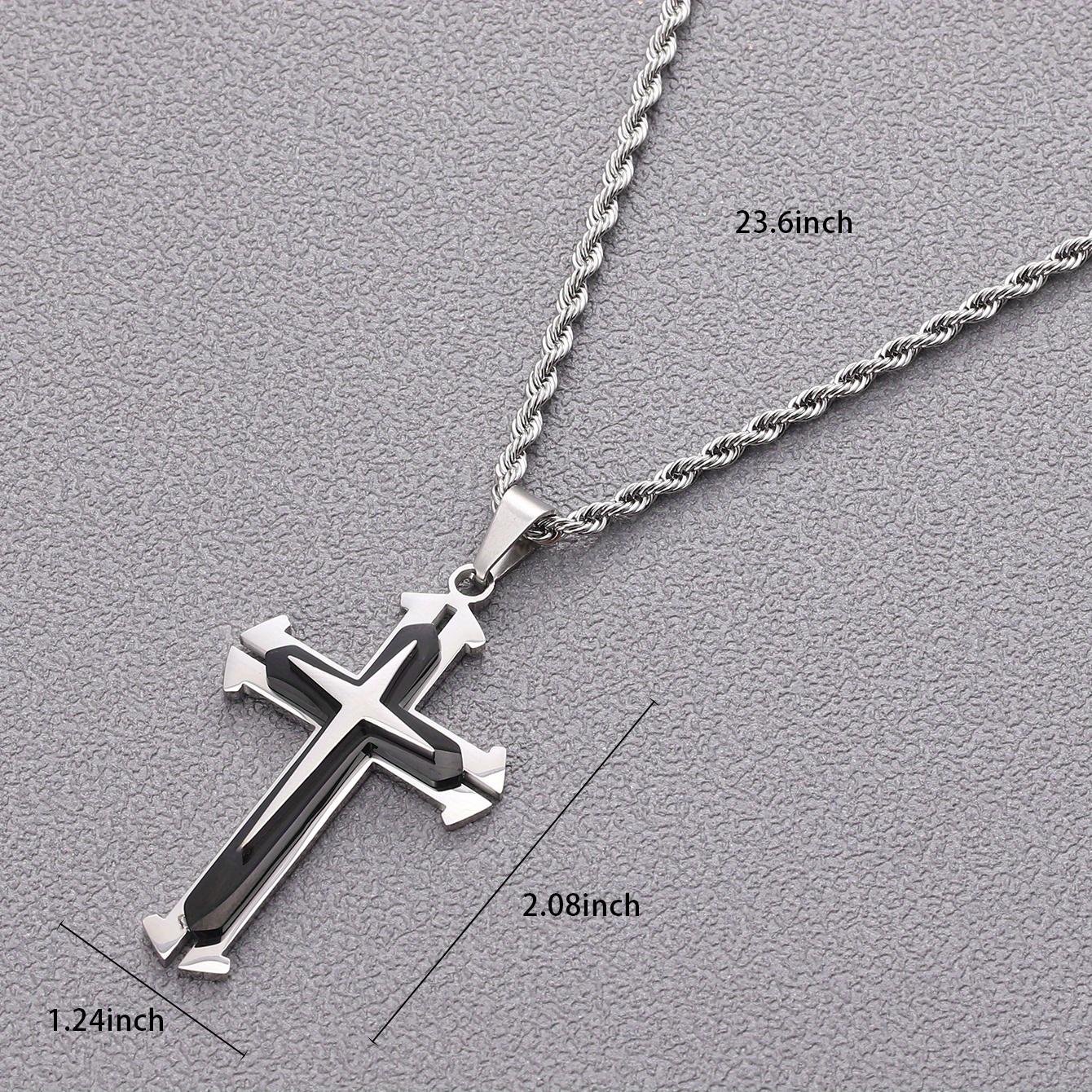 1pc cross pendant necklace for men unisex men stainless steel cross pendant necklace chain for birthday anniversary details 4