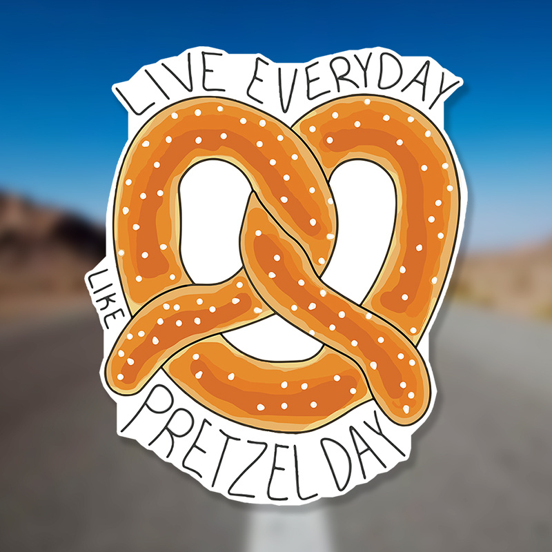 

Pretzel Day Themed Vinyl Stickers - Matte Finish, Perfect For Cars, Laptops, Water Bottles & More - Durable Decals For All Surfaces