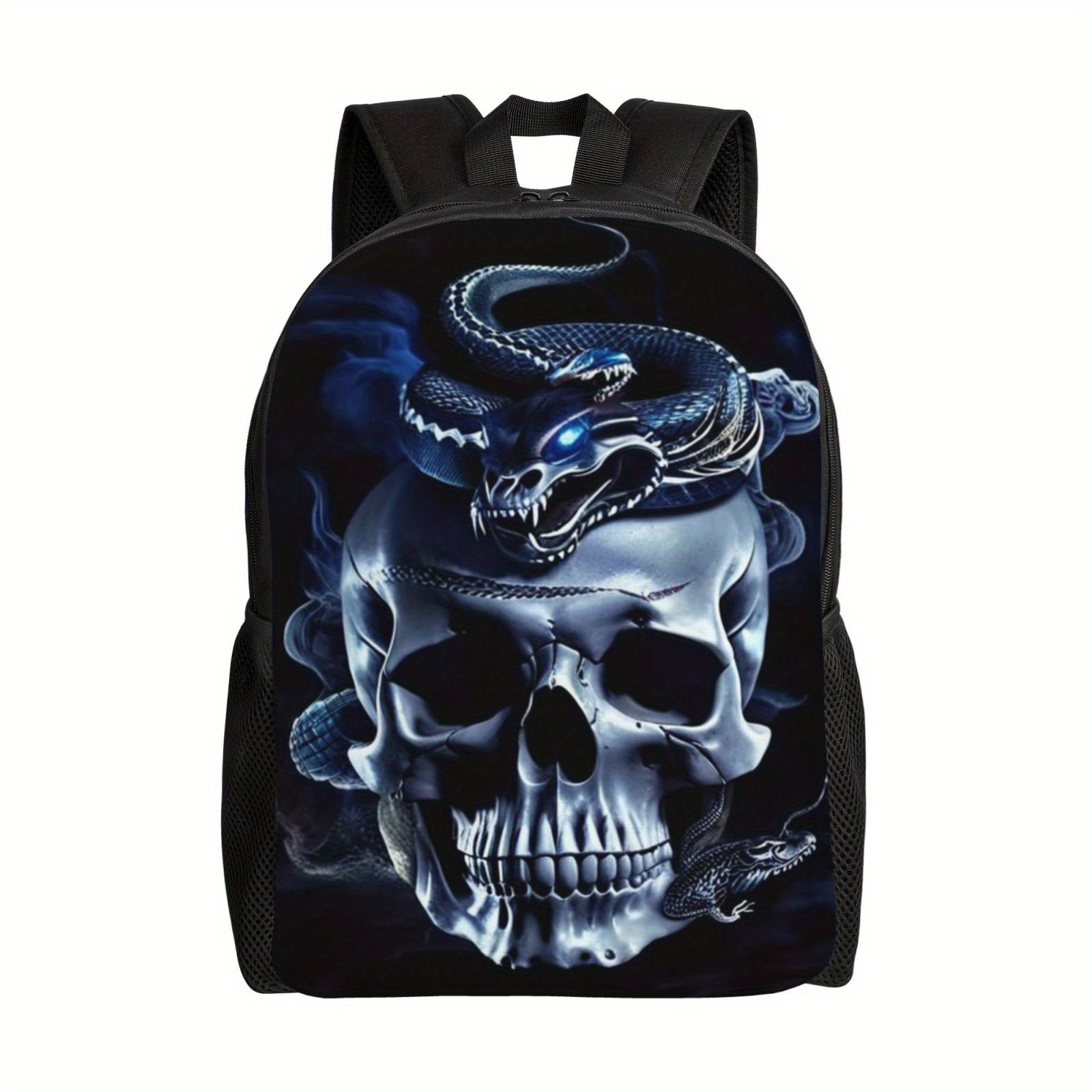 

Snake And Skull Casual Backpack, Lightweight Shoulder Bag For Men And Women, Large Capacity Computer Laptop Bag Book Bag For Work Travel Office College