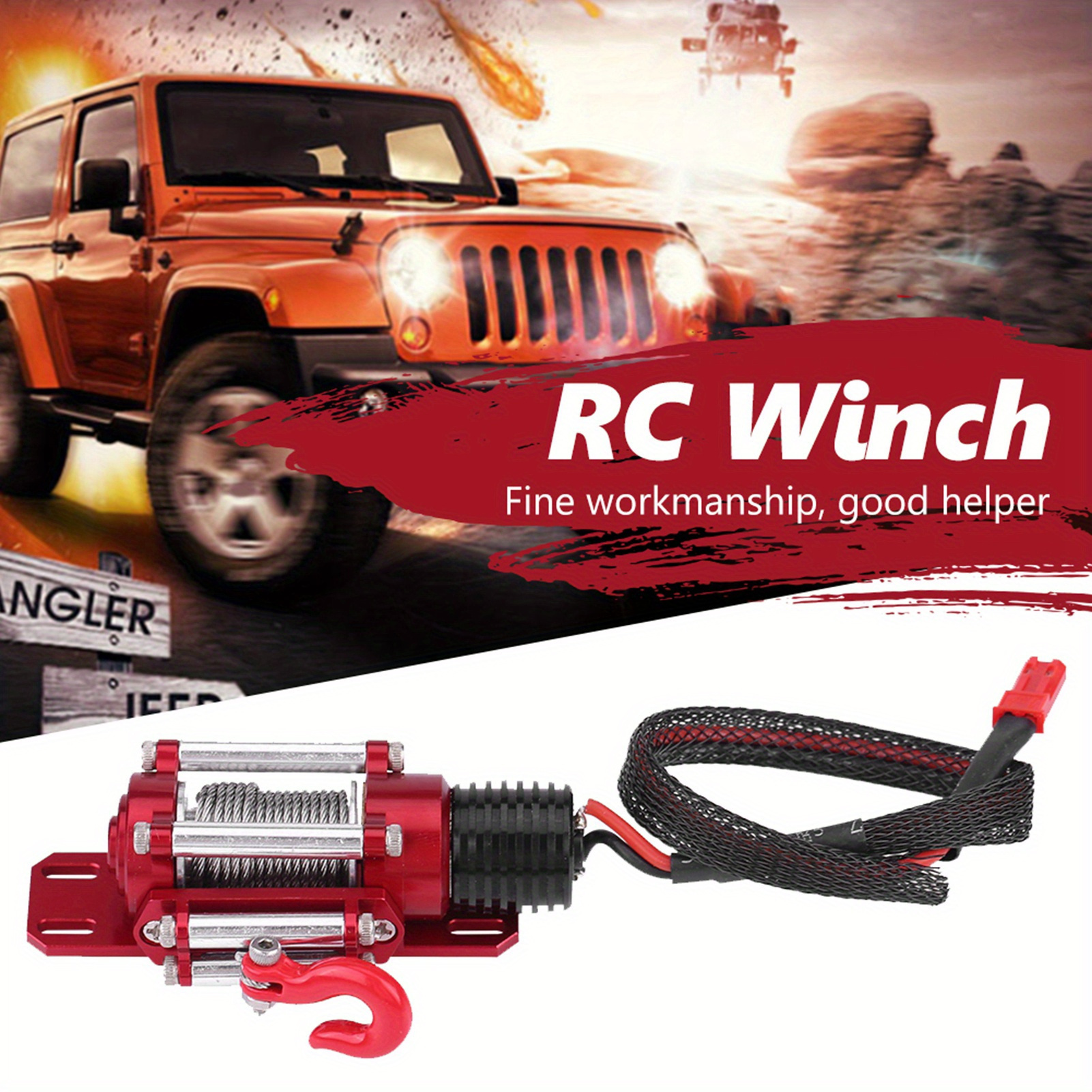

1/10 Scale Rc Model Vehicle Crawler Car Accessory Metal Winch With Remote Controller, Metal Winch, Bumper Mounted With Winch Remote Control