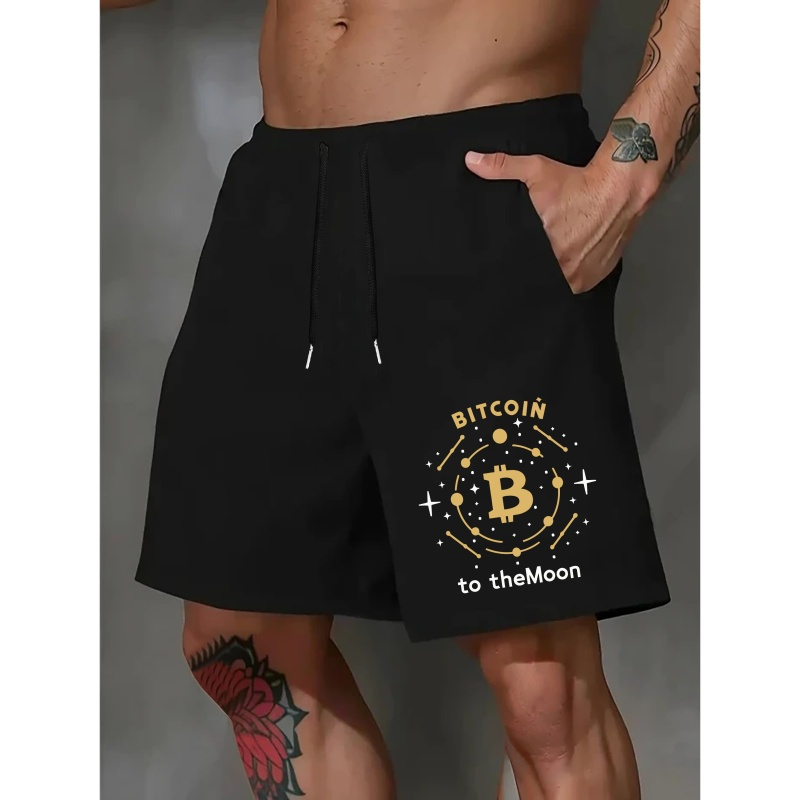 

Bitcoin Print Men's Drawstring Pants Loose Casual Waist Simple Style Comfy Shorts For Spring Summer Outdoor Fitness Holiday Daily Commute Dates