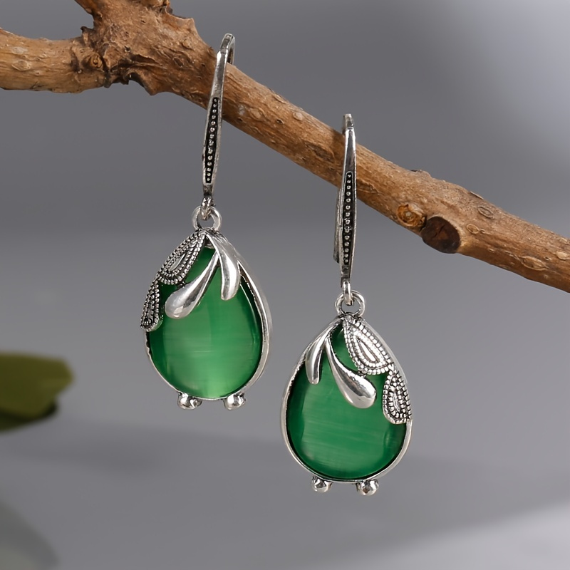 

Water Drop Shape Drop Earrings Inlaid Synthetic Gems Hook Earrings For Women Symbol Of Beauty And Elegance