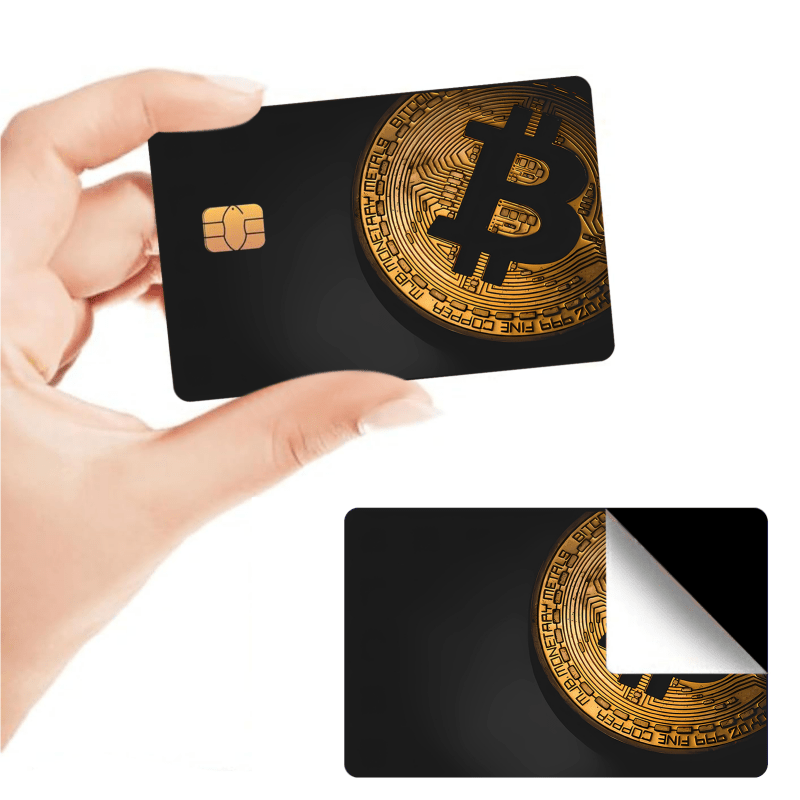 

2-piece Bitcoin-themed Pvc Card Stickers - Versatile For Credit, Key & Debit Cards - Removable Self-adhesive Decorative Covers