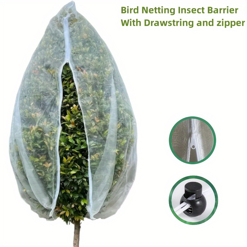 

1pc Garden Netting With Drawstring & Zipper - Insect And Bird Barrier Mesh For Fruit Trees, Citrus, Flowers - Protects Plants From Pests