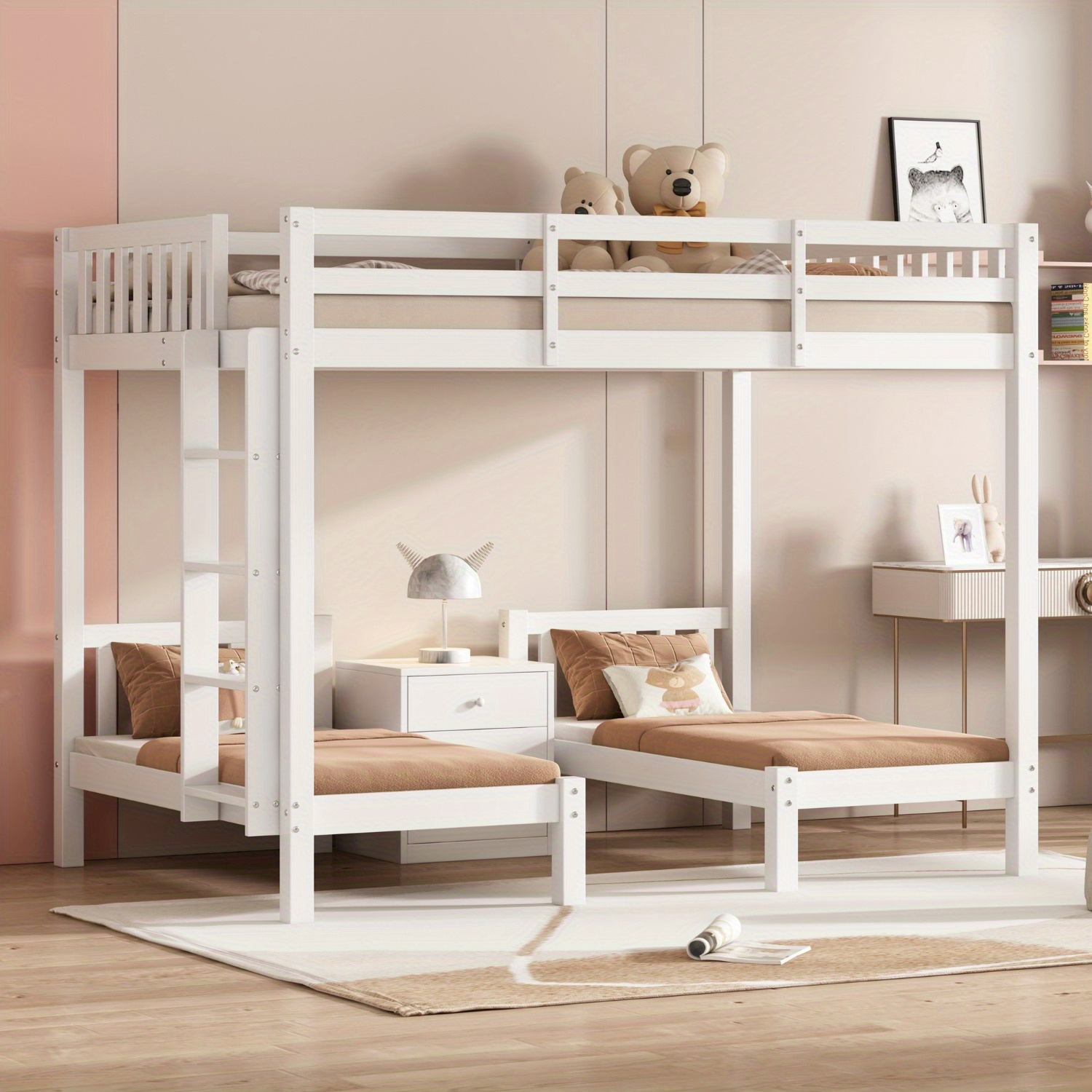 Triple Bunk Beds Side Ladder Children Teens Cot Bed Safety - Temu 