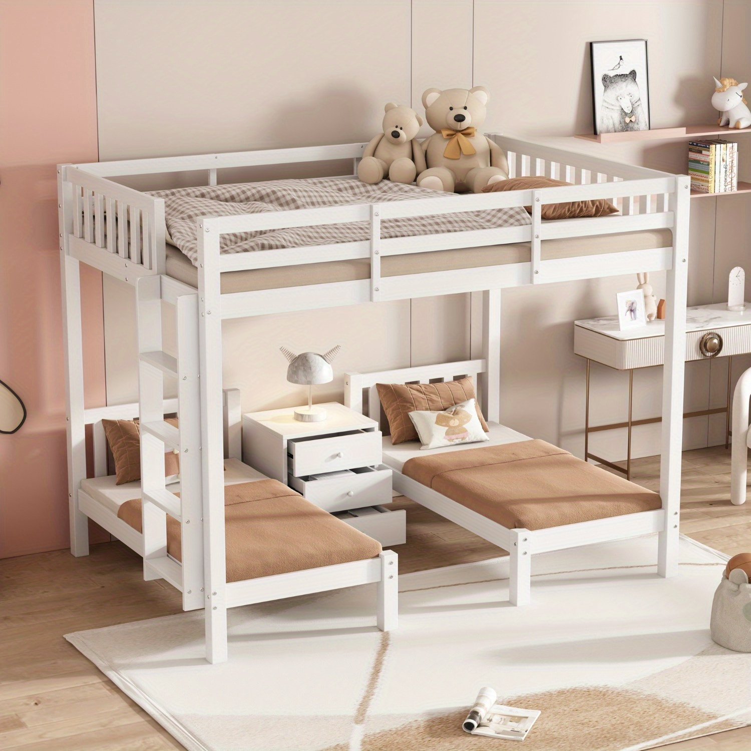 Triple Bunk Beds Side Ladder Children Teens Cot Bed Safety - Temu ...