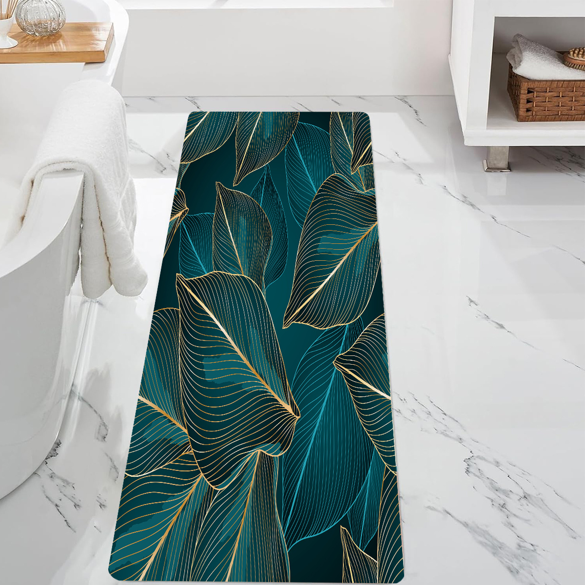 

1pc Printed Bathroom Mat, Absorbent & Quick-drying Kitchen Floor Carpet, Non-slip & Super Soft Entry Doorway Floor Rug, For Bathroom Bedroom Room, Ideal Bathroom Supplies, Home Decoration