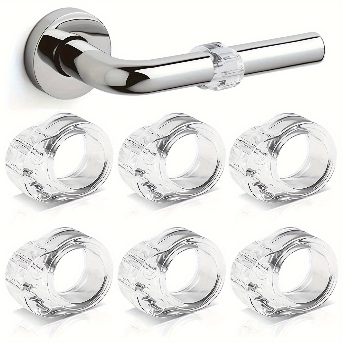 

6pcs Transparent Circle Door Stoppers - Invisible, Silent Wall Protectors For Doors & Handles, Durable Plastic, Home