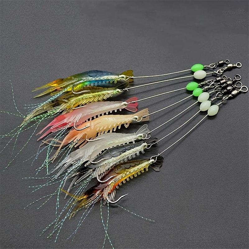 

7pcs Luminous Shrimp Silicon Soft Fishing Lure - Catch More Fish With These Artificial Bait & Hook Combos!