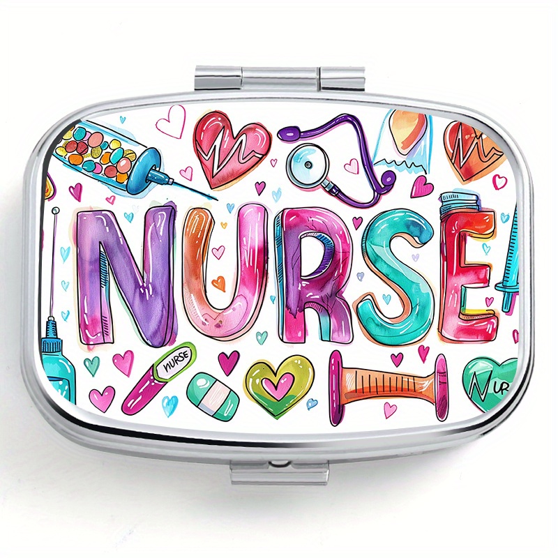 

Nurse- Pill Organizer 2 Compartments - Portable Metal For , & Use - For Vitamins, Jewelry & Small