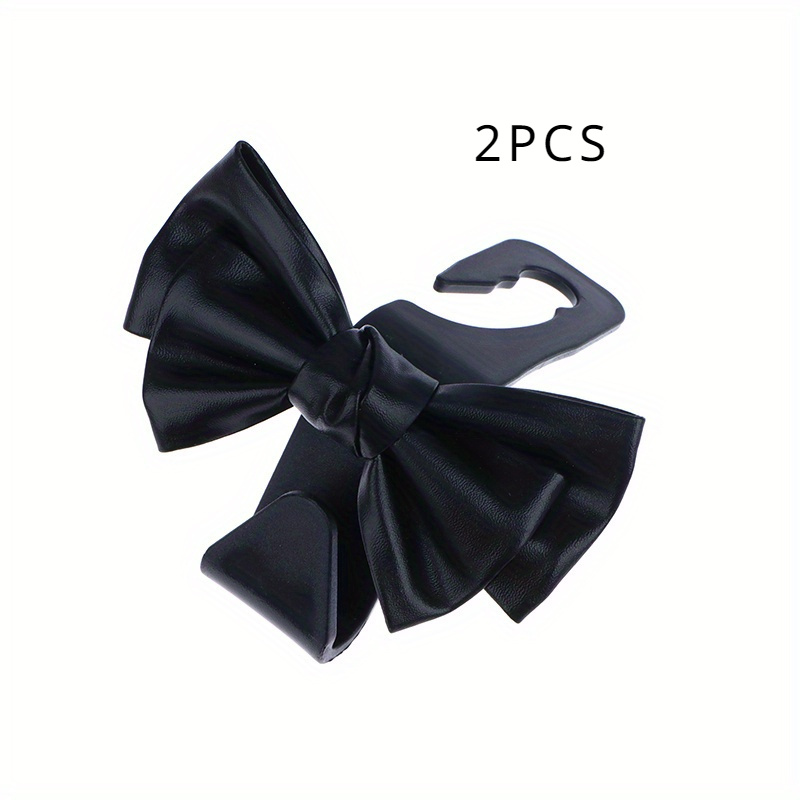 TEMU 2pc Stylish Pu Leather With Bow Tie - Seat Headrest Organization And Auto Fastener Hangers - Enhance Your Car Storage